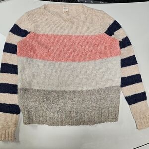 LOFT Colorblock Striped Sweater in Pink, Cream, and Gray